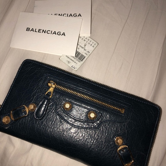 Balenciaga Handbags - Navy Balenciaga Classic Zip Wallet
